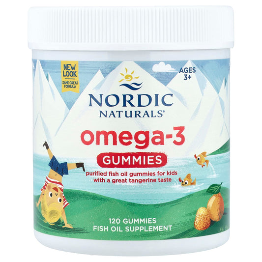 Nordic Naturals Omega-3 Gummies, Ages 3+, Tangerine, 120 Gummies