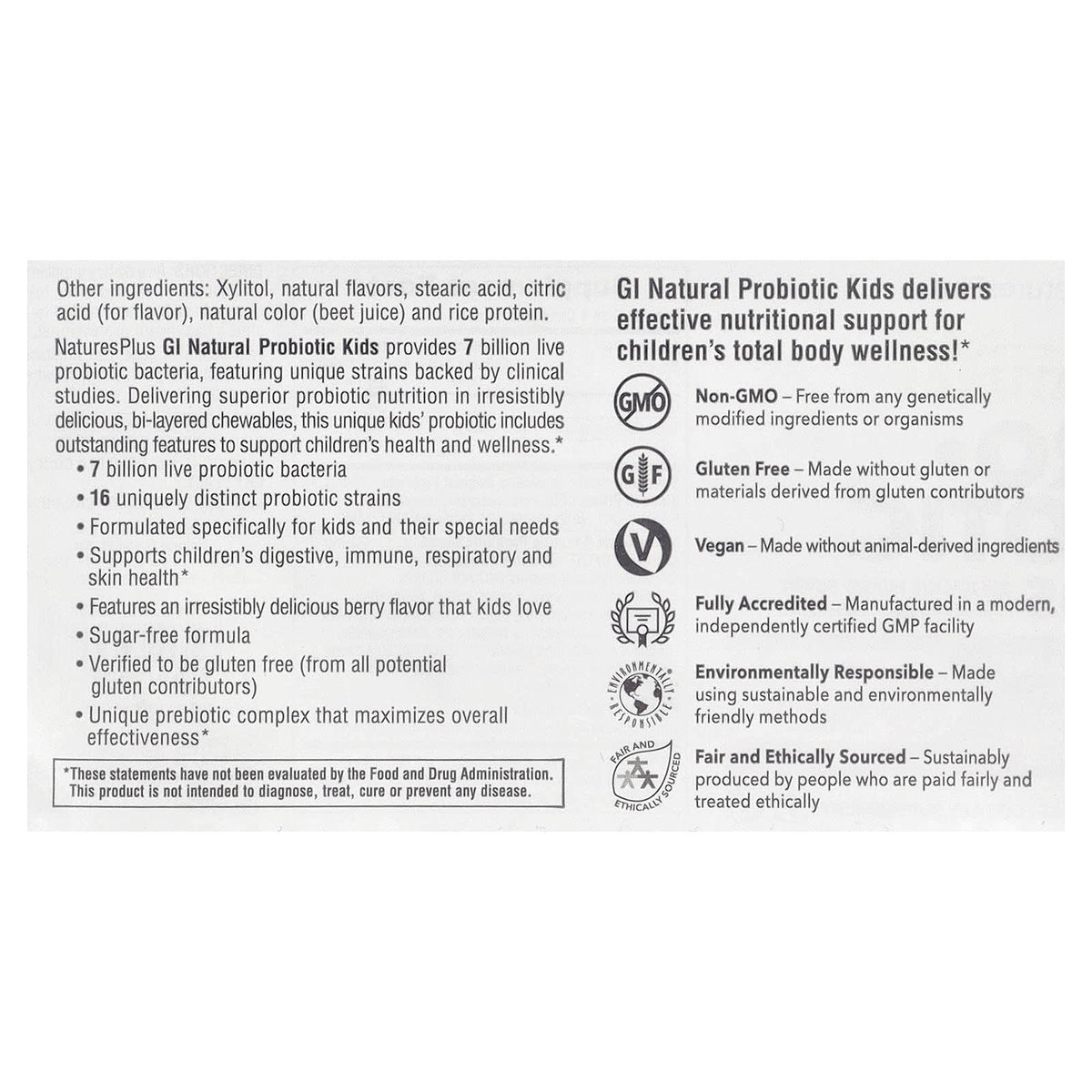 NaturesPlus GI Natural Probiotic Kids Mixed Berry 30 Chewables - view 3