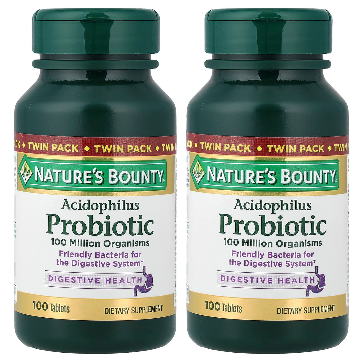 Nature's Bounty Acidophilus Probiotic, Twin Pack, 100 Tablets Each - view 3