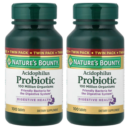 Nature's Bounty Acidophilus Probiotic, Twin Pack, 100 Tablets Each - view 3