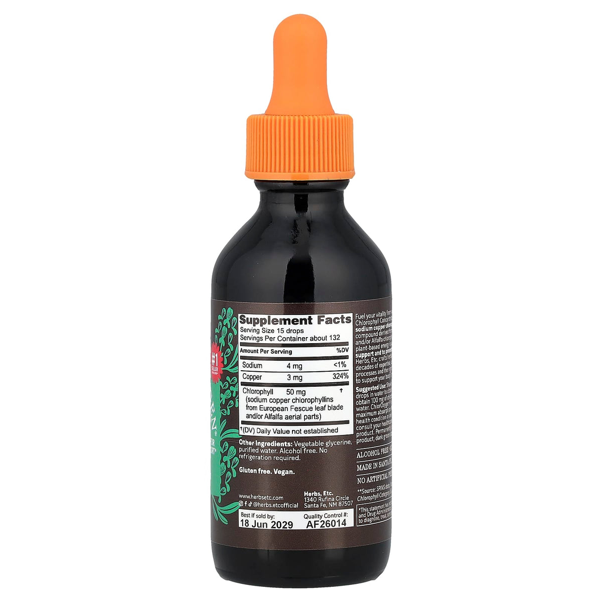 Herbs Etc. ChlorOxygen Chlorophyll, Original, Alcohol Free, 59 ml (2 fl oz) — alternate product view