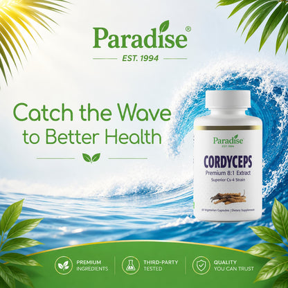 Paradise Herbs Cordyceps, 60 Vegetarian Capsules (400 mg per Capsule) - view 3