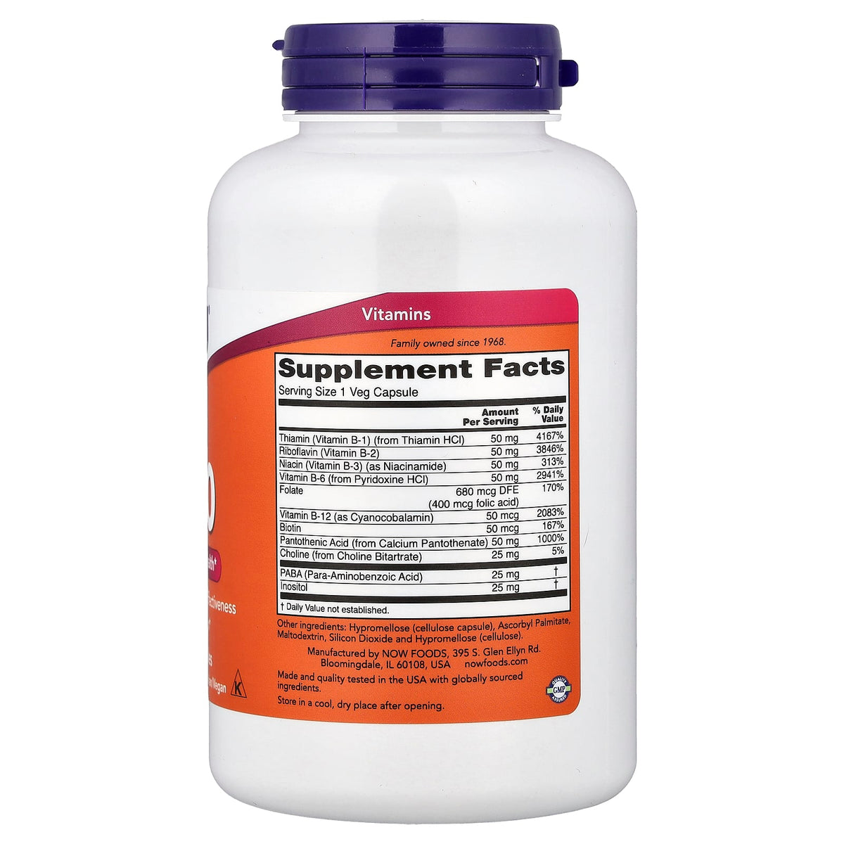NOW Foods B-50, 250 Veg Capsules - view 2