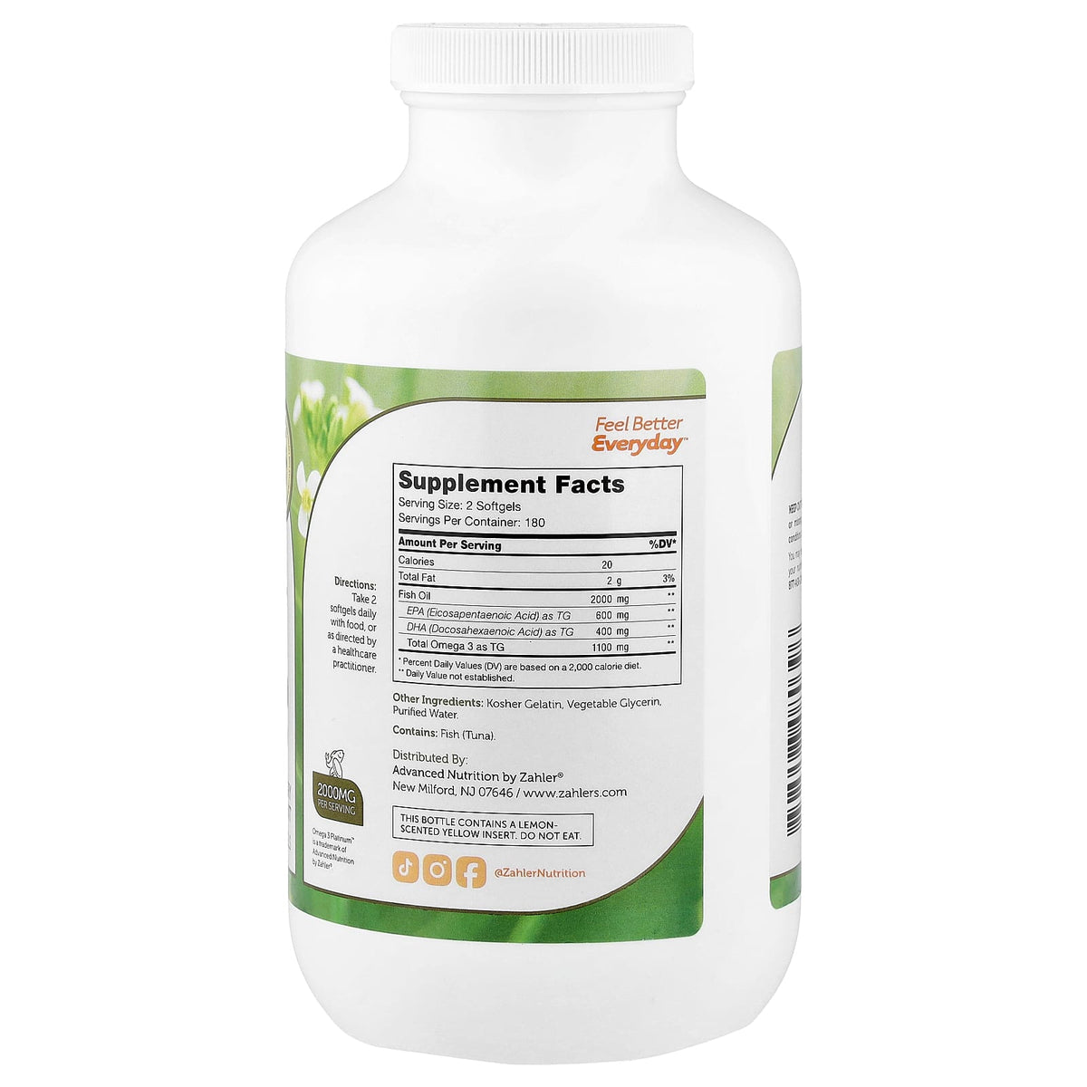 Zahler Omega 3 Platinum Advanced Fish Oil, 360 Softgels (1,000 mg Each) — alternate product view