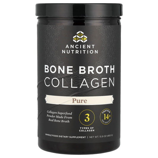 Ancient Nutrition Bone Broth Collagen Powder, Pure, 450 g (15.9 oz)