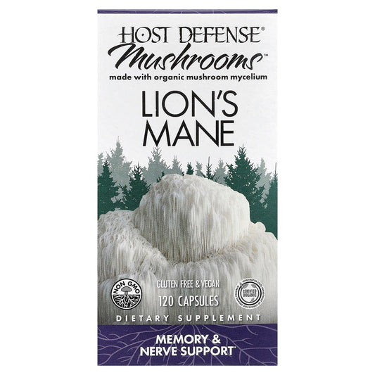 Host Defense Mushrooms Lion's Mane, 120 Capsules (0.5 g per Capsule)