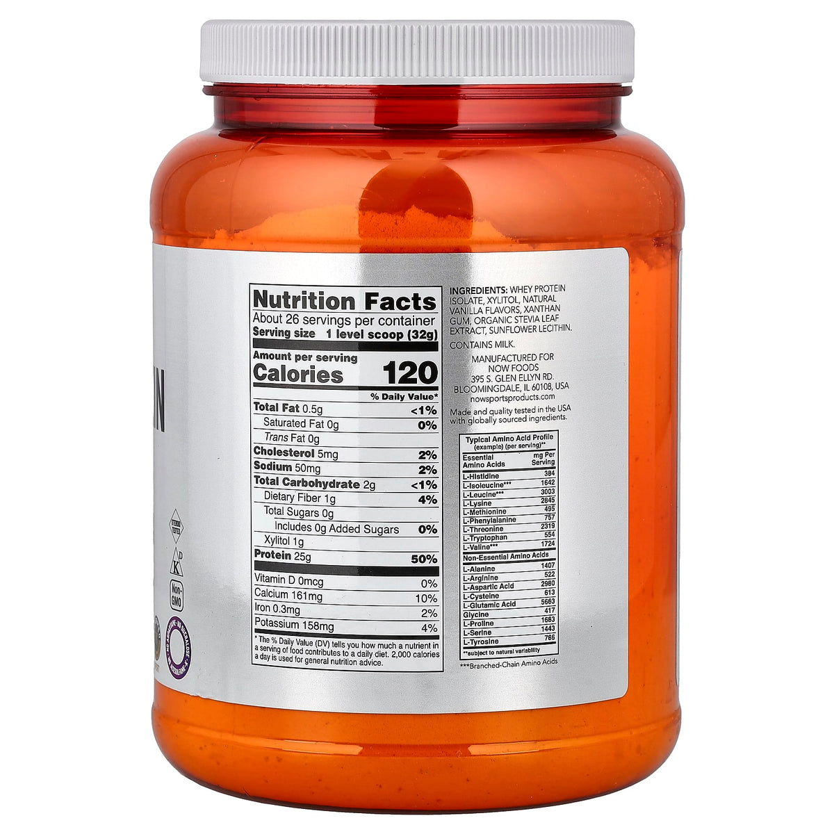 NOW Foods Sports Whey Protein Isolate, Creamy Vanilla, 816 g (1.8 lb) - view 2