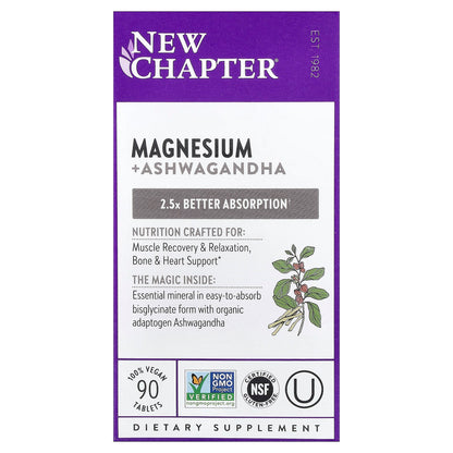 New Chapter Magnesium + Ashwagandha, 90 Vegan Tablets