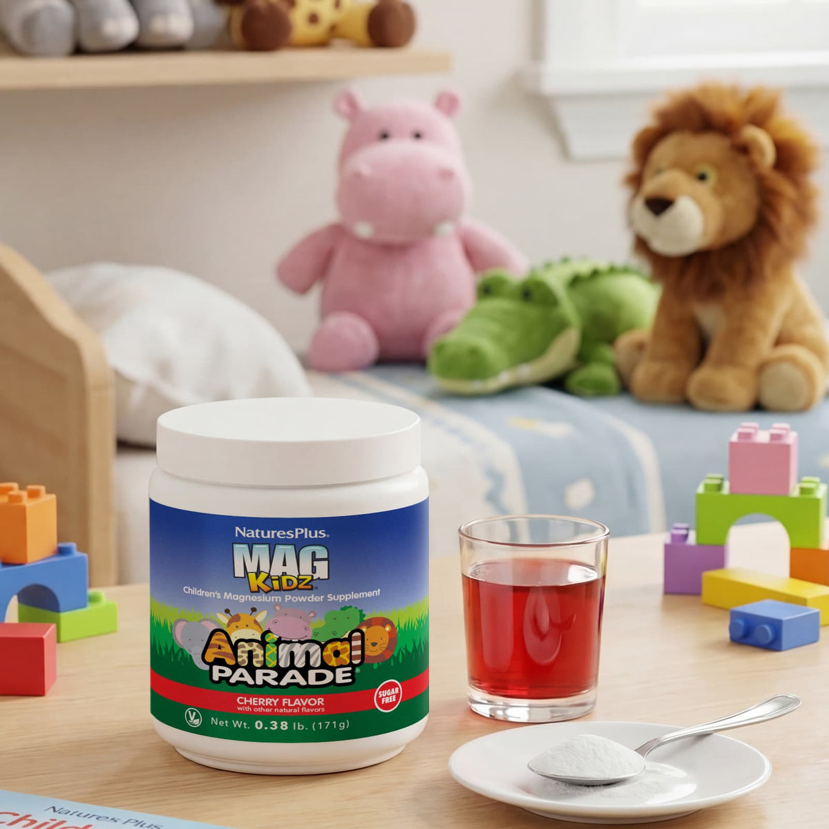 NaturesPlus Animal Parade Mag Kidz Powder, Cherry, 171 g (0.38 lb) - view 5