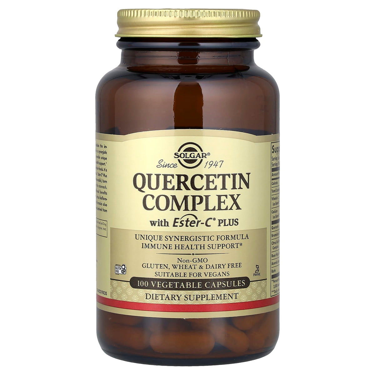 Solgar Quercetin Complex with Ester-C Plus, 100 Vegetable Capsules