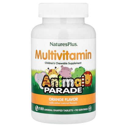 NaturesPlus Animal Parade Children's Multivitamin Chewable, Orange, 180 Tablets