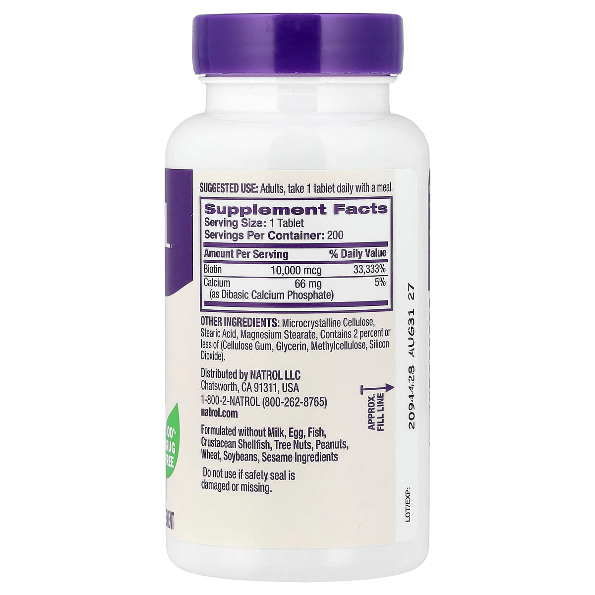 Natrol Biotin 10,000 mcg, 200 Tablets - view 2