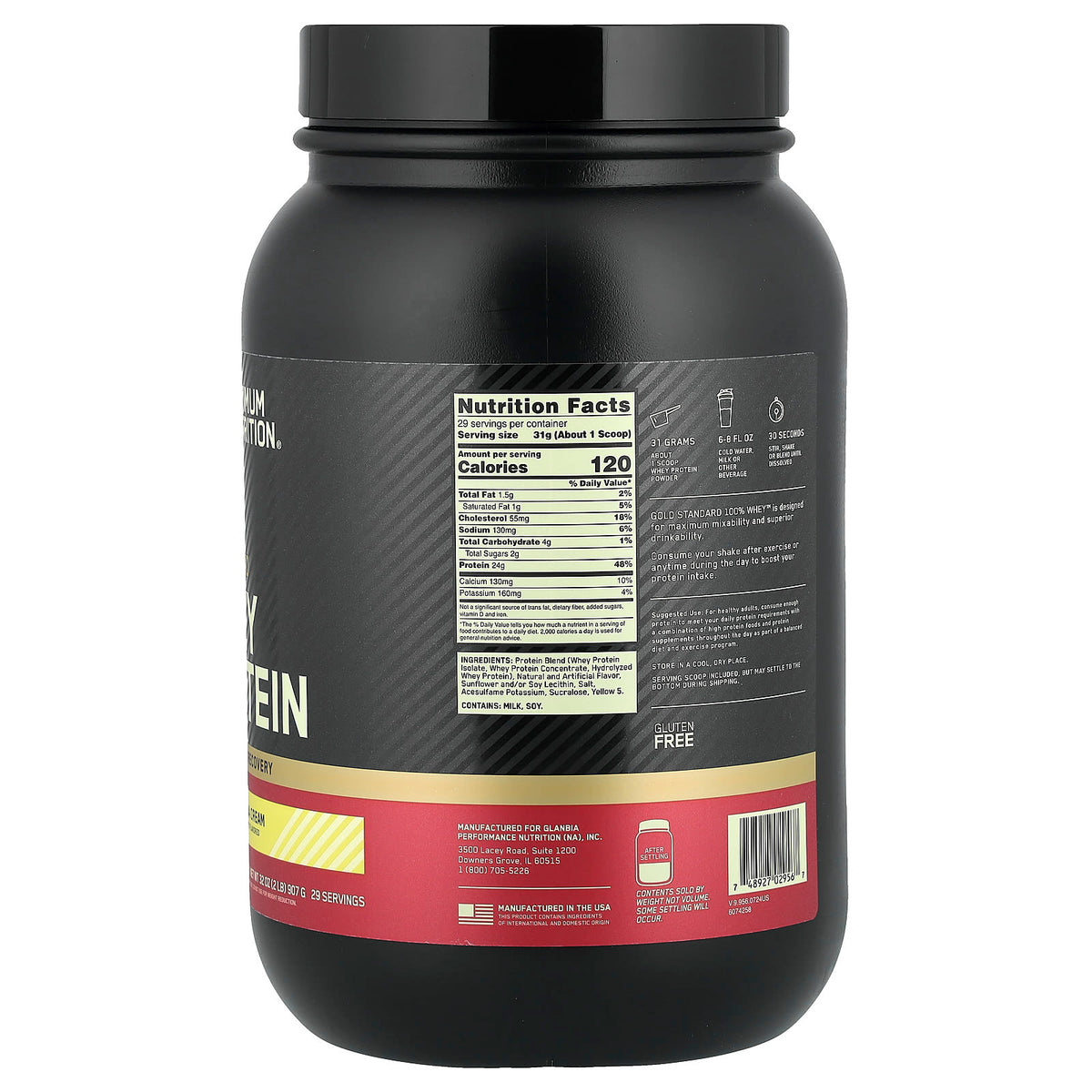 Optimum Nutrition Gold Standard 100% Whey Protein Banana Cream 907 g (2 lb) - view 2