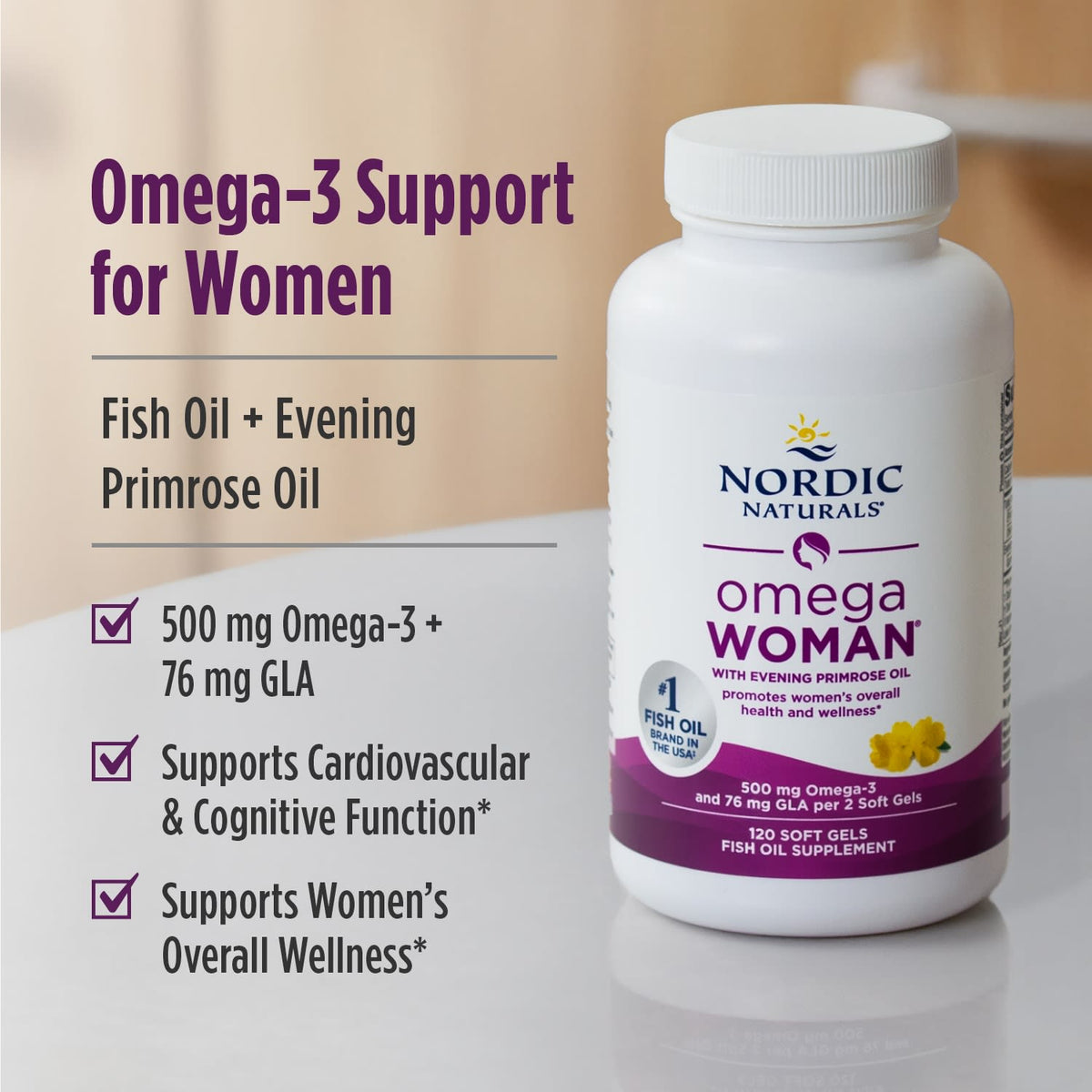 Nordic Naturals Omega Woman with Evening Primrose Oil, 120 Softgels - view 4