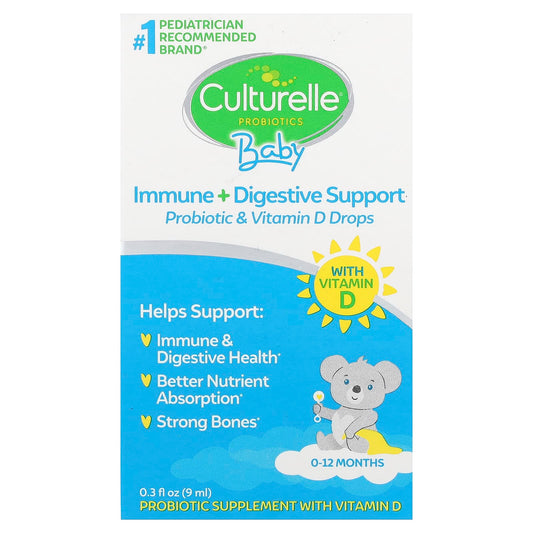 Culturelle Baby Probiotic & Vitamin D Drops, 0-12 Months, 9 ml (0.3 fl oz)