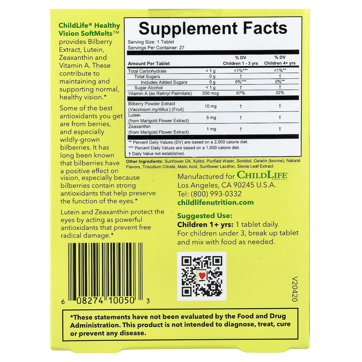 ChildLife Essentials Healthy Vision SoftMelts, Natural Berry, 27 Tablets - view 2