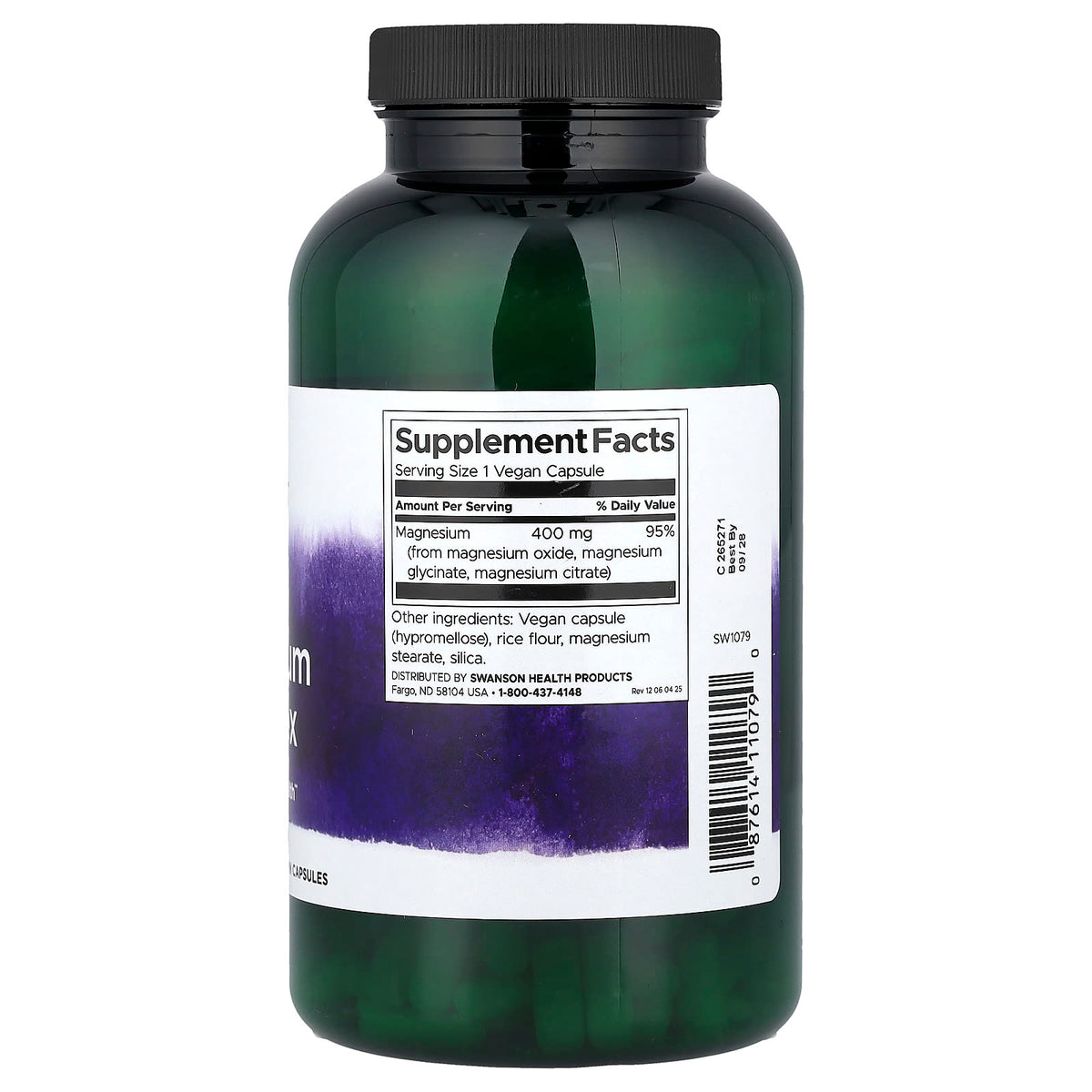 Swanson Vitamins Triple Magnesium Complex 400 mg, 300 Vegan Capsules — alternate product view