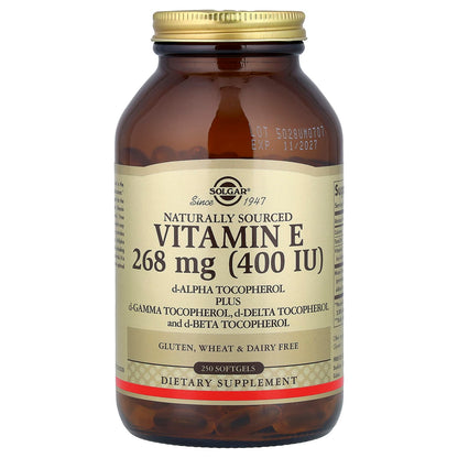 Solgar Vitamin E Naturally Sourced, 268 mg (400 IU), 250 Softgels