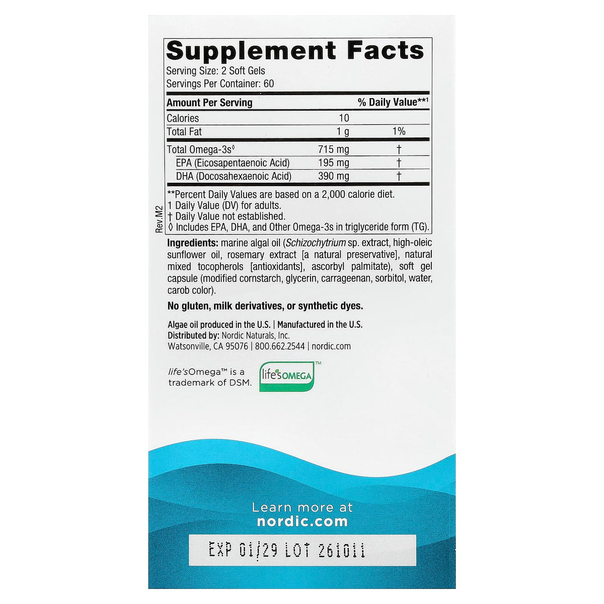 Nordic Naturals Algae Omega, 120 Soft Gels (357.5 mg per Softgel) - view 2