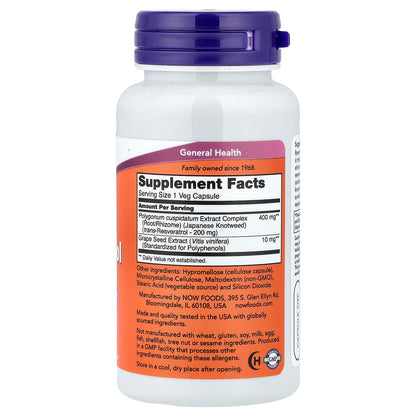 NOW Foods Resveratrol 200 mg, 60 Veg Capsules - view 2