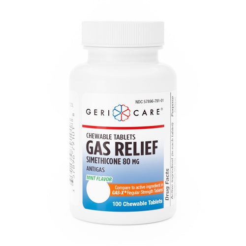 GeriCare Gas Relief, simethicone 80 mg mint chewable tablets, 100 count — front