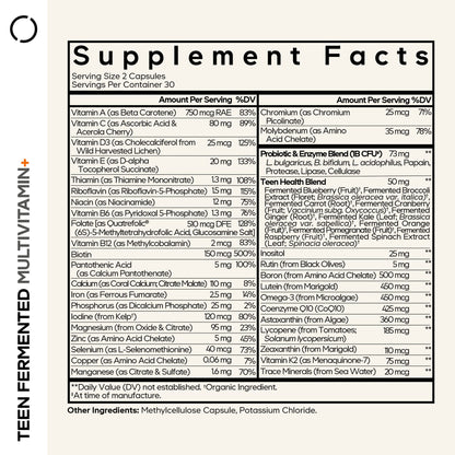 Codeage Teen Fermented Multivitamin+, 60 Vegetable Capsules - view 4