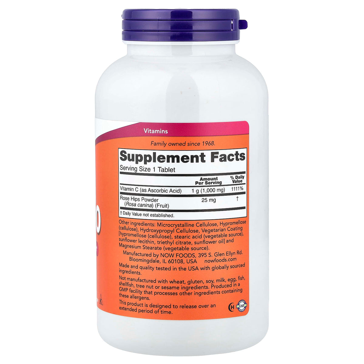 NOW Foods C-1000 Sustained Release with Rose Hips, 250 Tablets - view 2