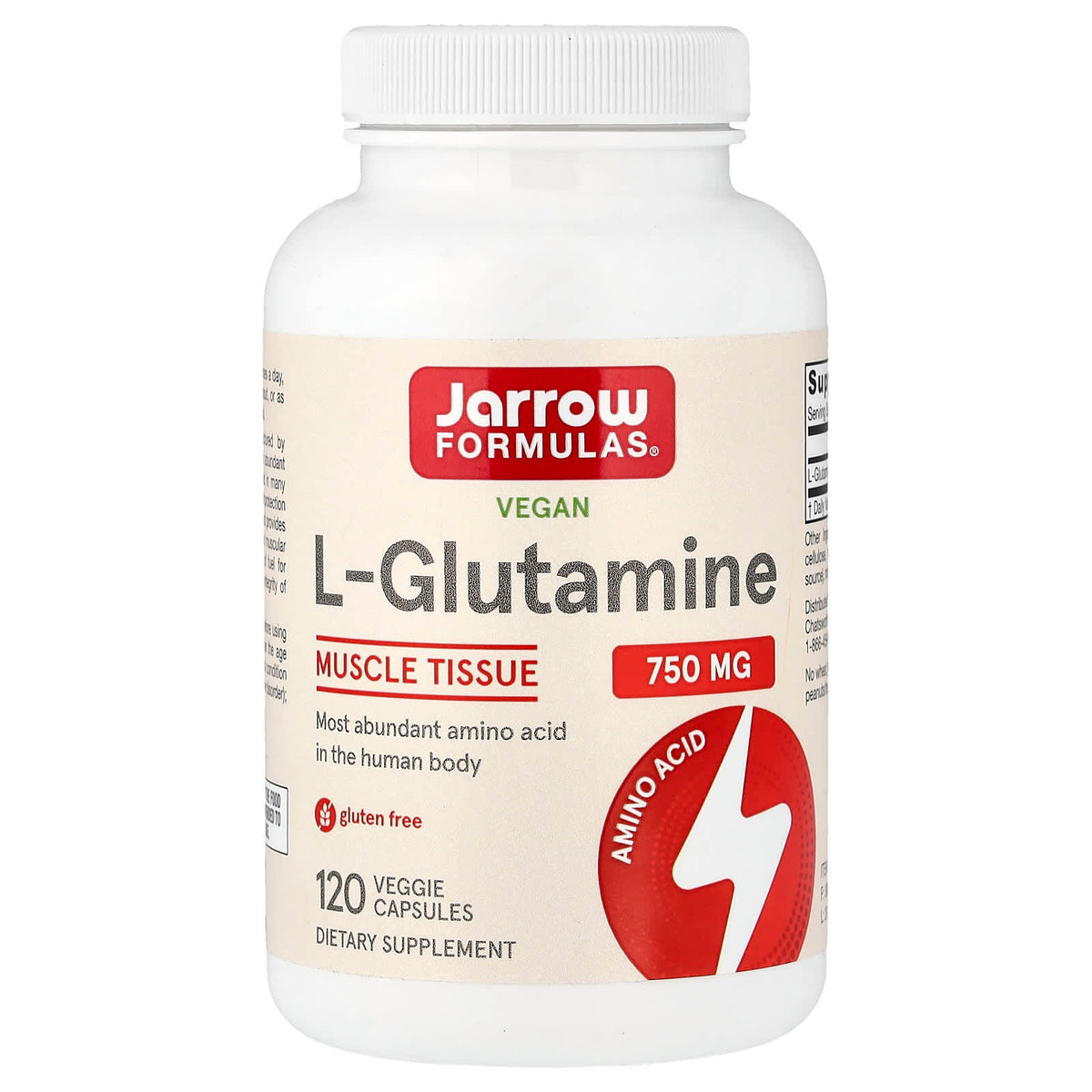 Jarrow Formulas Vegan L-Glutamine 750 mg, 120 Veggie Capsules — product view