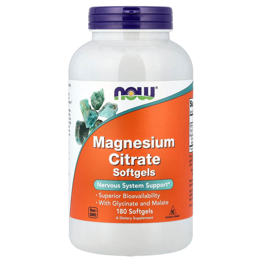 NOW Foods Magnesium Citrate, 180 Softgels (133 mg per Softgel)