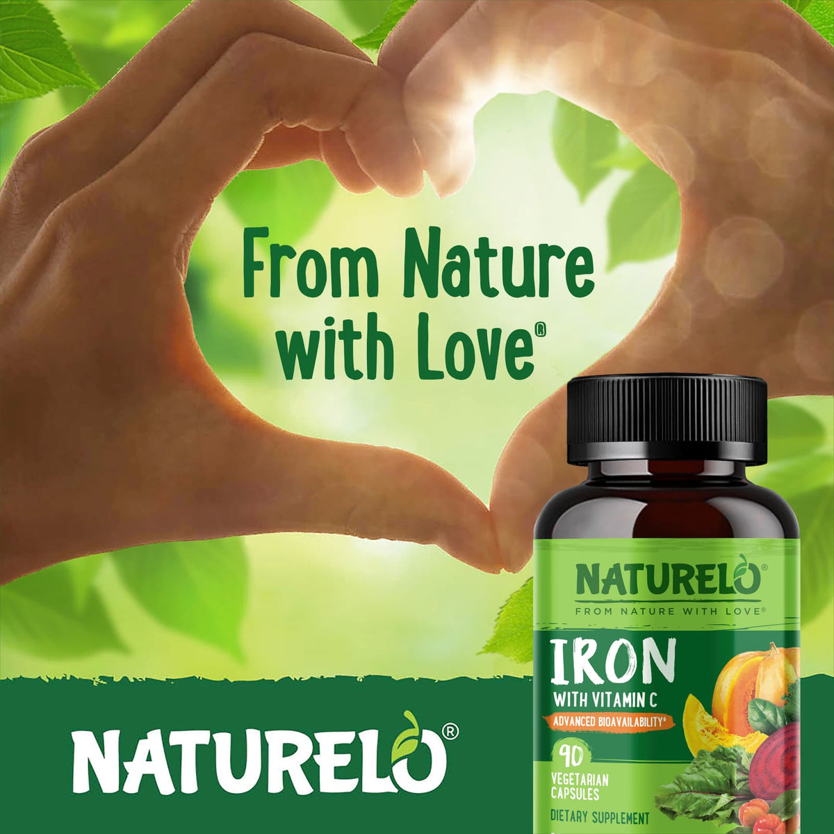NATURELO Iron with Vitamin C, 90 Vegetarian Capsules - view 5