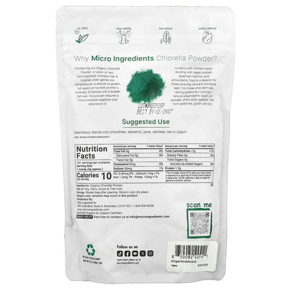 Micro Ingredients Organic Chlorella Powder, 283 g (10 oz) - view 2