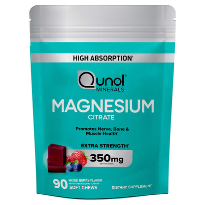 Qunol Magnesium Citrate, Mixed Berry, 90 Soft Chews (175 mg Each)