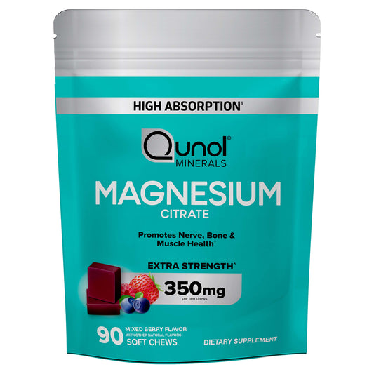 Qunol Magnesium Citrate, Mixed Berry, 90 Soft Chews (175 mg Each)