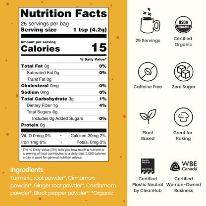 Blume Superfood Latte, Turmeric Blend, Caffeine Free, 4.4 oz (125 g) - view 6