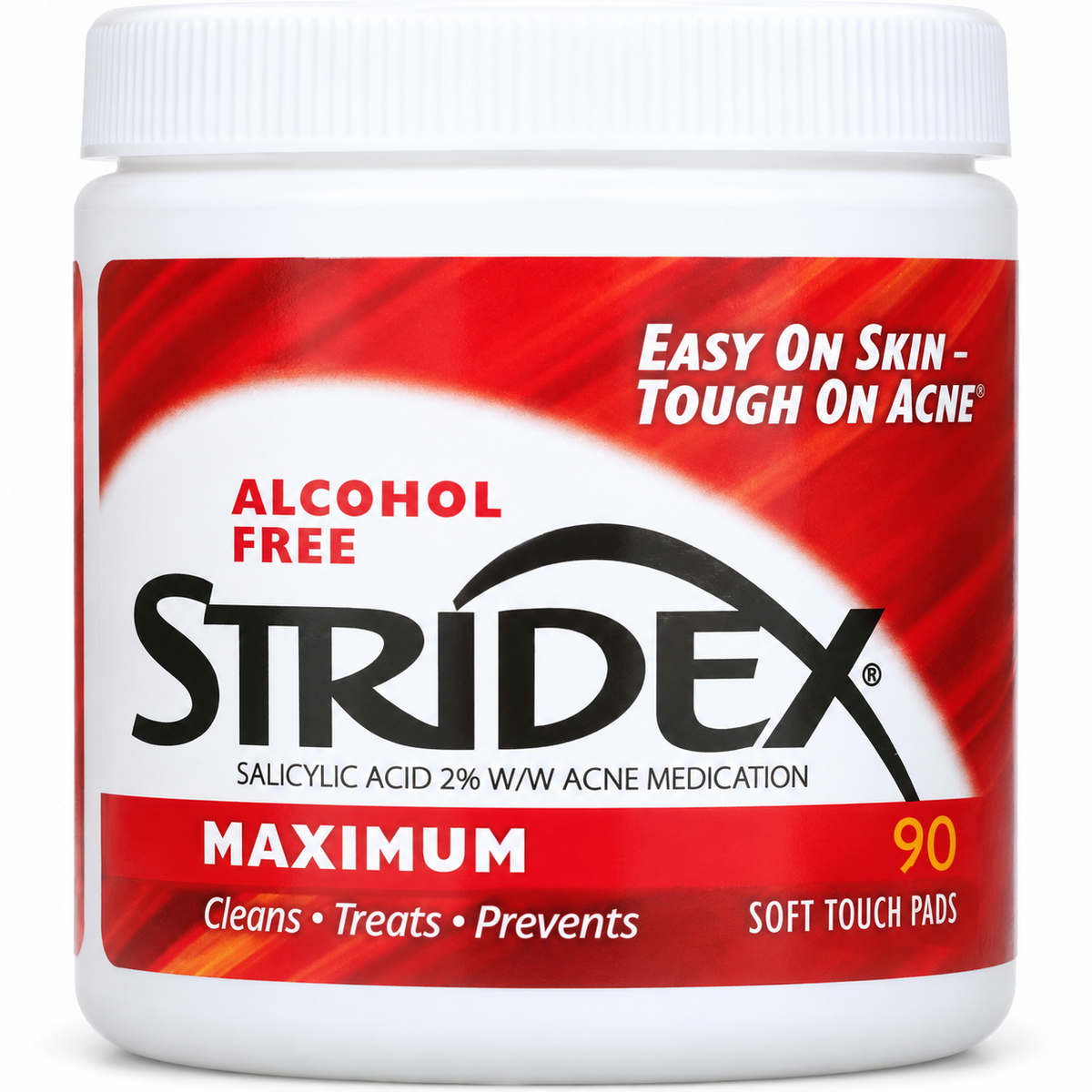 Stridex Maximum Strength Acne Control Pads - Front view of the 90 count jar.
