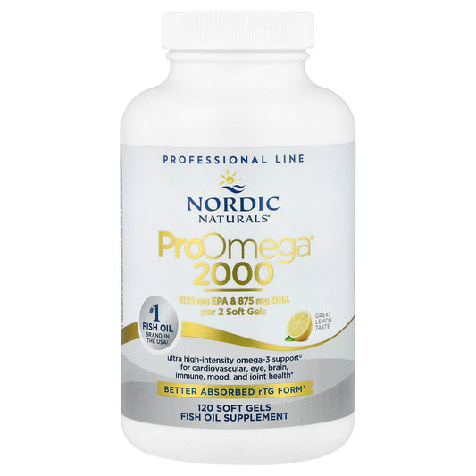 Nordic Naturals ProOmega 2000 Fish Oil, Lemon, 120 Soft Gels