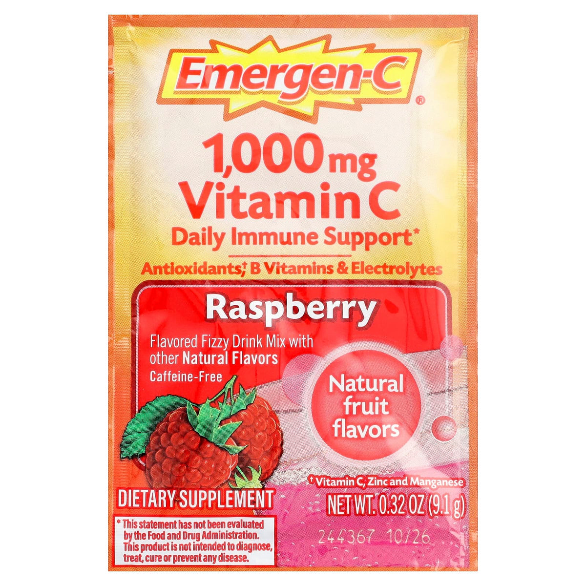 Emergen-C Vitamin C Raspberry 30 Packets, 9.1 g (0.32 oz) Each - view 3