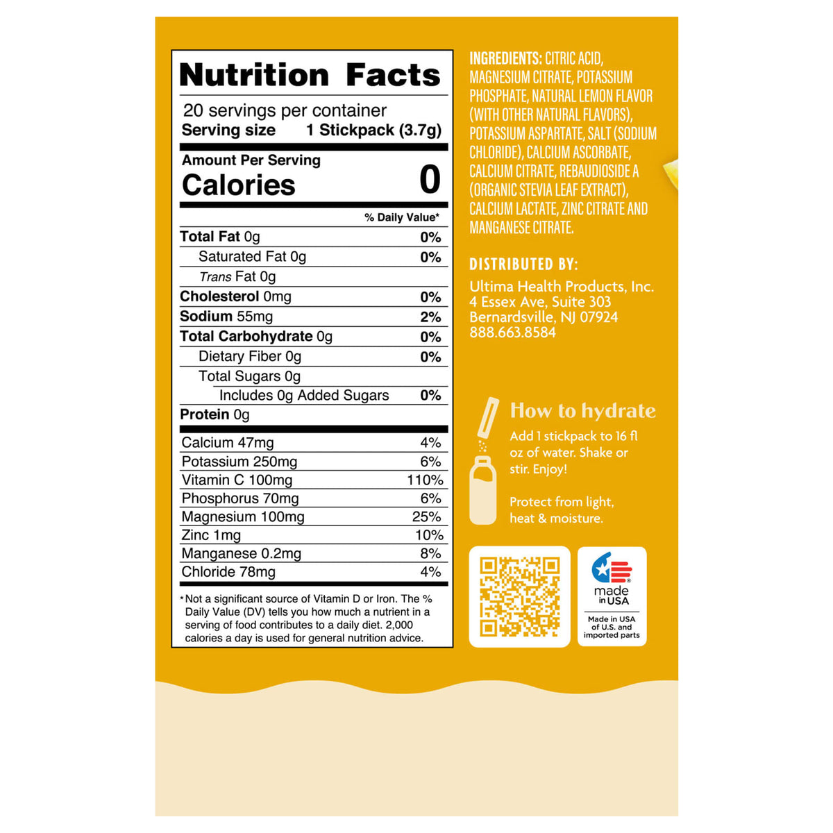 Ultima Replenisher Daily Electrolyte Drink Mix Lemonade 20 Stickpacks - view 2