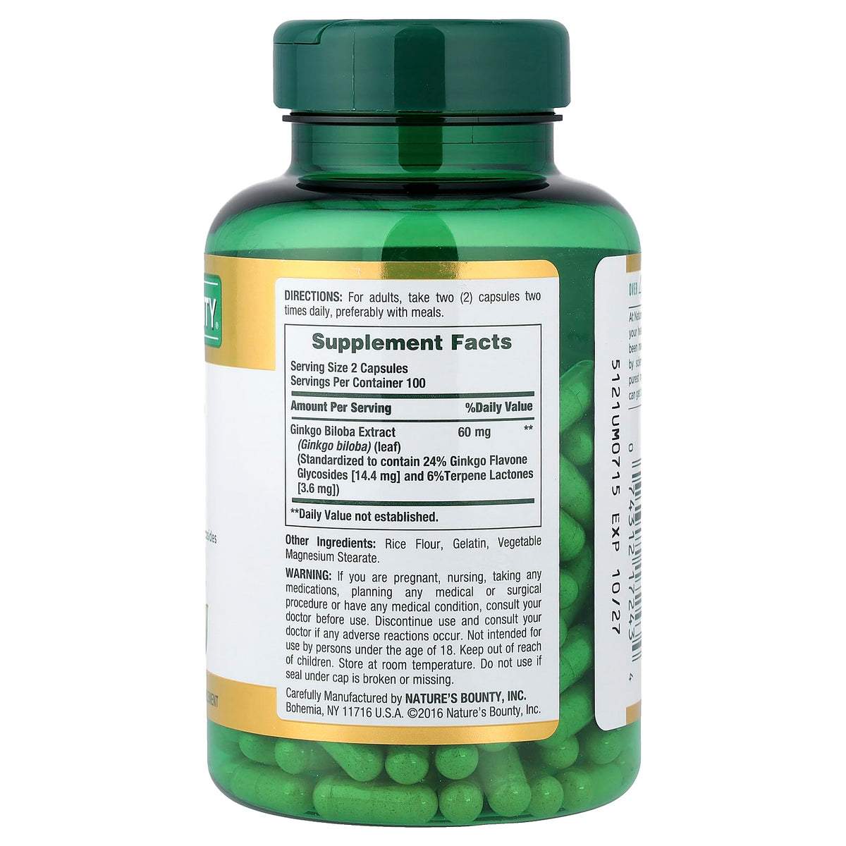 Nature's Bounty Ginkgo Biloba, 200 Capsules (30 mg per Capsule) — alternate product view
