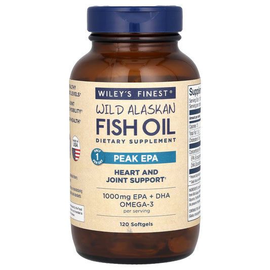 Wiley's Finest Wild Alaskan Fish Oil, Peak EPA, 120 Softgels