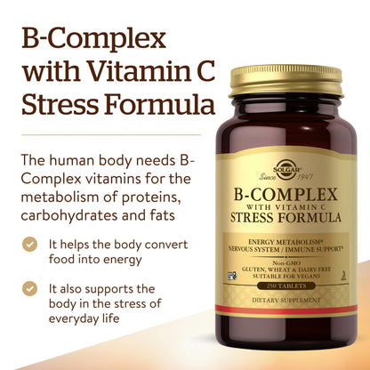Solgar B-Complex with Vitamin C Stress Formula, 250 Tablets - view 5