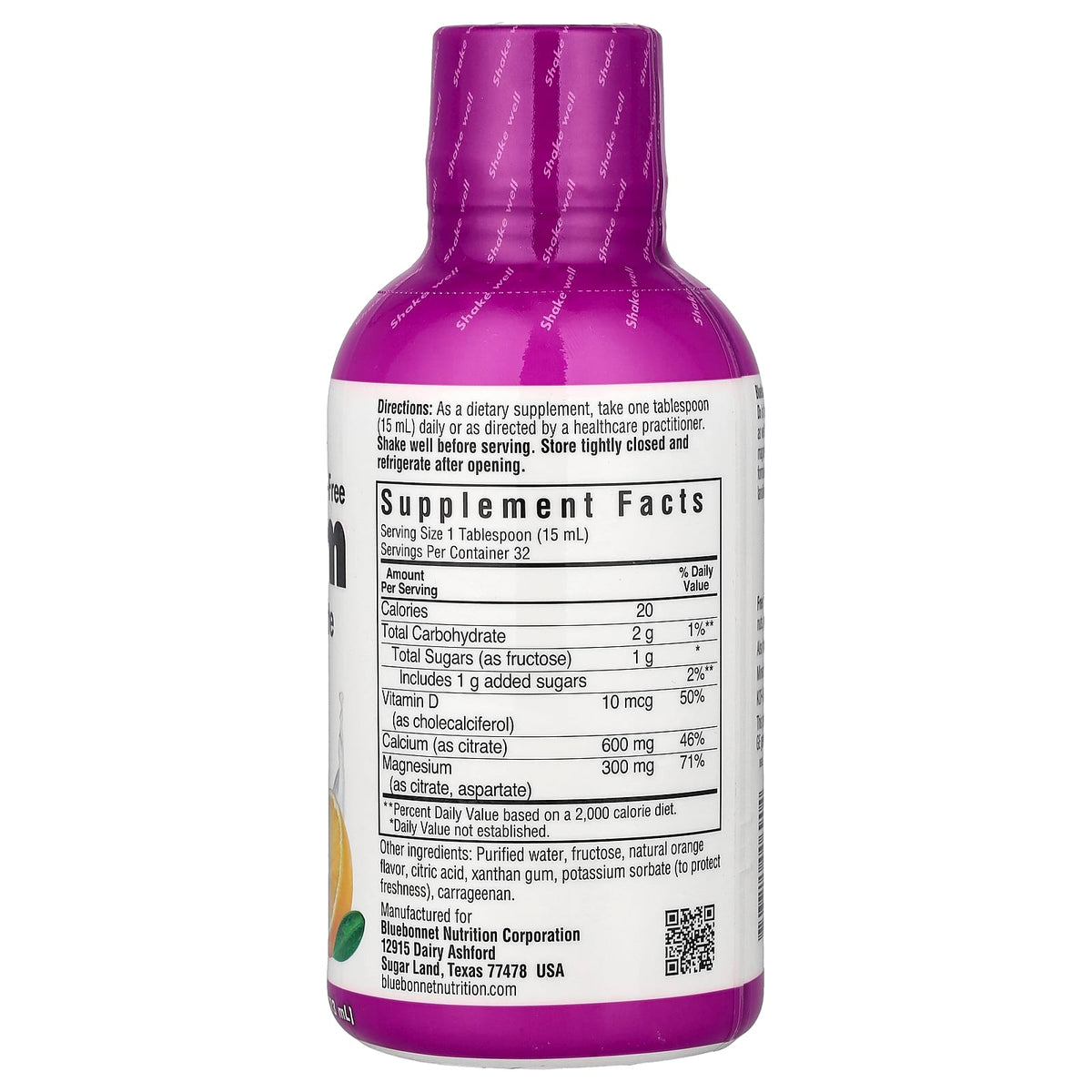 Bluebonnet Liquid Calcium Magnesium Citrate & Vitamin D3, Orange, 473 ml (16 fl oz) — alternate product view