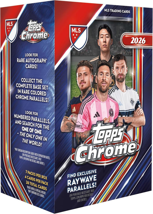 Topps Chrome Major League Soccer 2026 Value Box, Factory Sealed