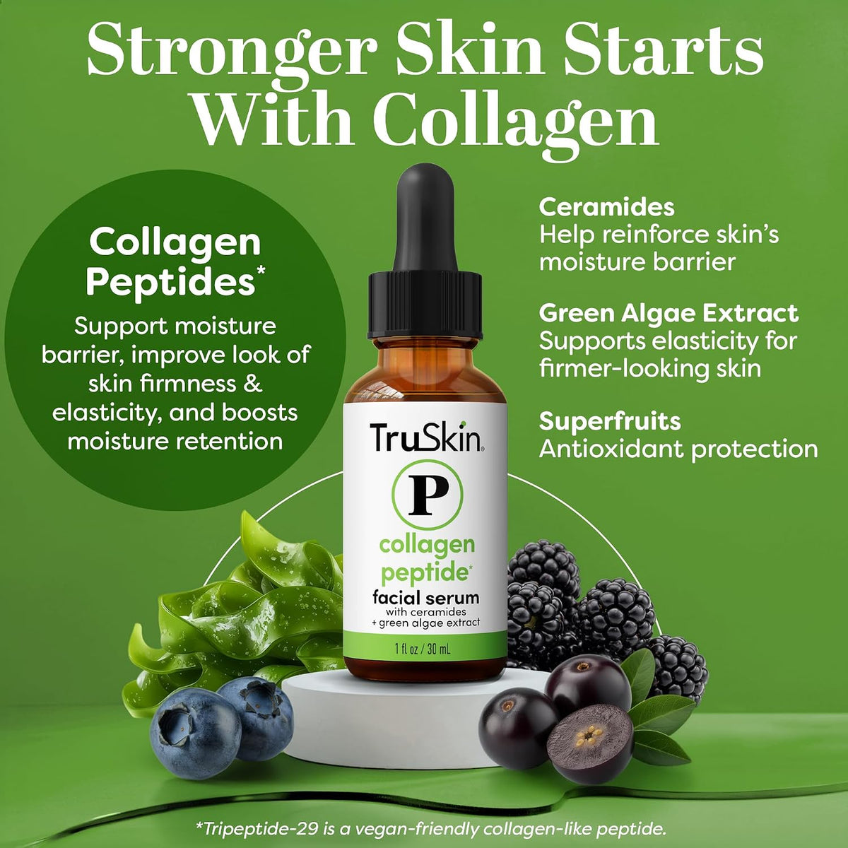 TruSkin Peptide Face Serum with Tripeptide-29 & Ceramides, 30 ml (1 fl oz) — alternate product view
