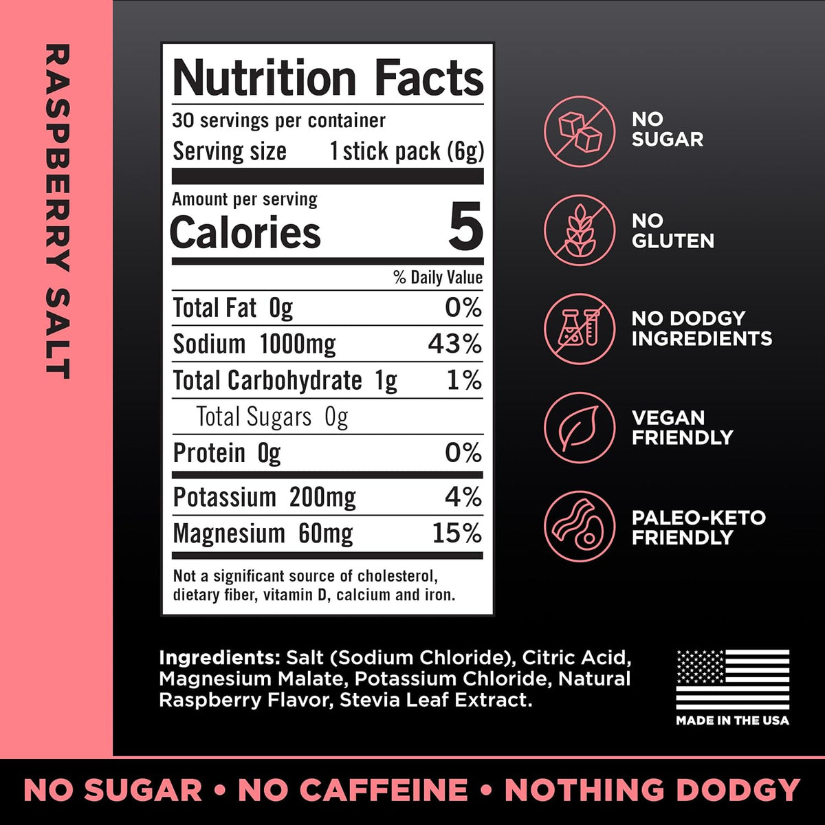 LMNT Zero Sugar Electrolyte Drink Mix Raspberry Salt 30 Count - view 2