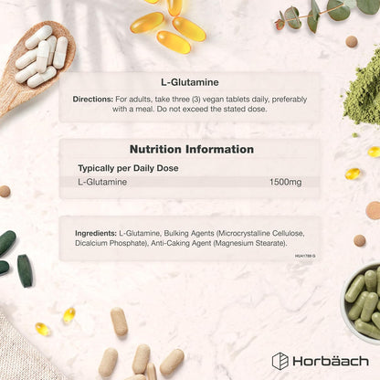 Horbaach L-Glutamine Tablets 1500mg - 120 Count - view 3