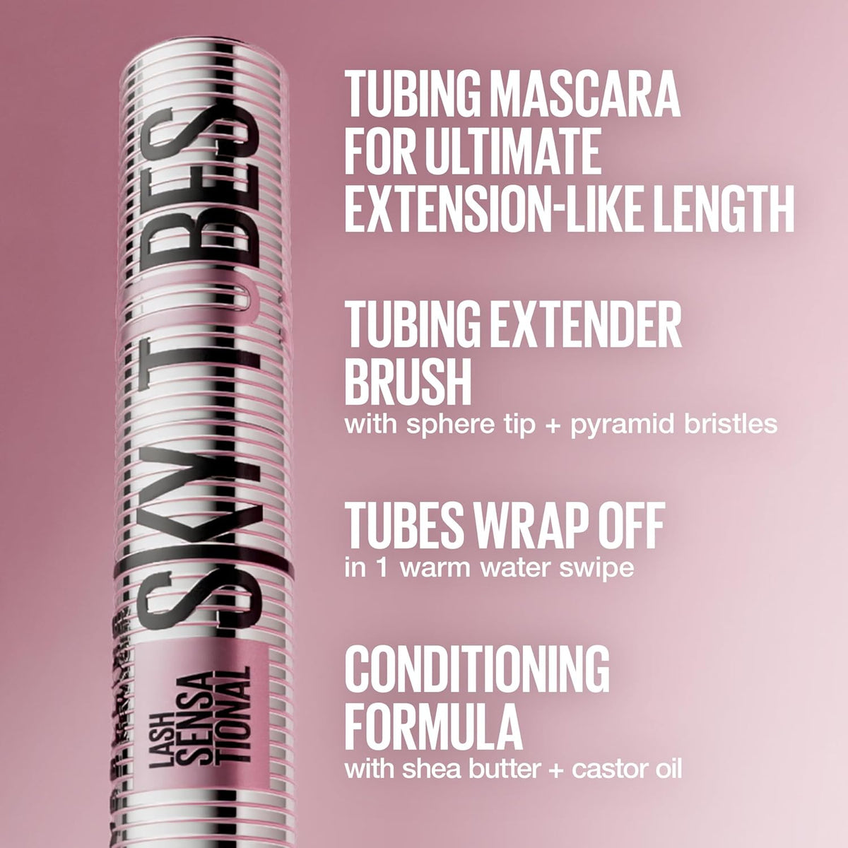 Maybelline Lash Sensational Sky Tubes Mascara, Very Black, 1 Count - view 3