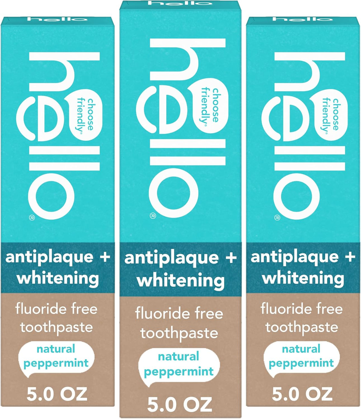 hello Antiplaque and Whitening Fluoride-Free Toothpaste, 142 g (5 oz), Pack of 3 — product view