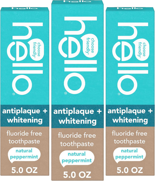 hello Antiplaque and Whitening Fluoride-Free Toothpaste, 3 x 5 oz