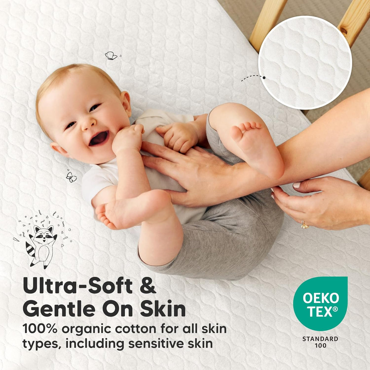 KeaBabies Waterproof Cot Mattress Protectors, Fitted, 52 x 28 Inch, Pack of 2 - view 5